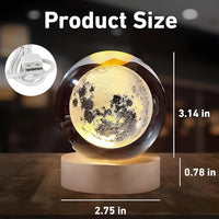 Moon lamp with measurements on a wooden surface