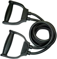 Pair of black resistance bands on a white background